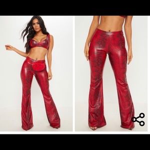2 piece red snake skin print outfit
